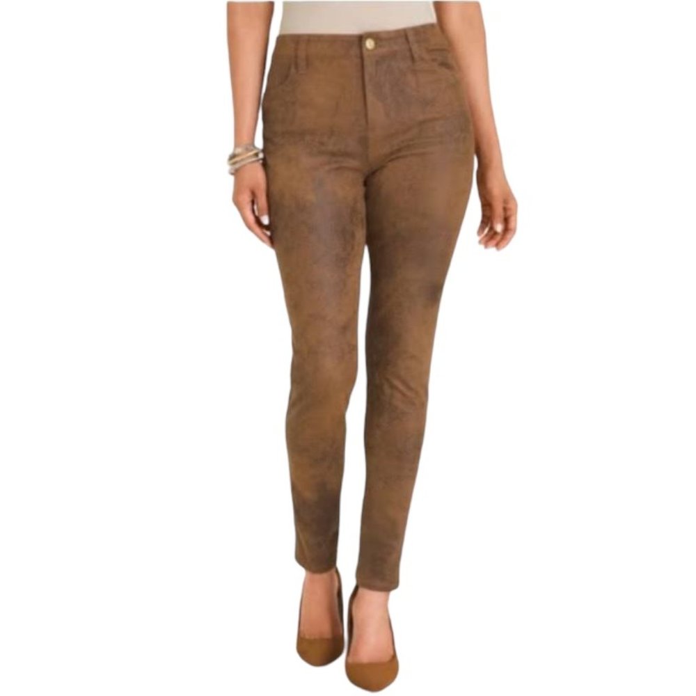 CHICO'S FAUX SUEDE KNIT PANTS SIZE MEDIUM (8)